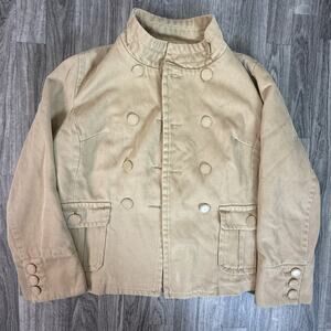 Mossimo Tan Cotton Trucker Jacket Floral Lined Button Up Womens Casual